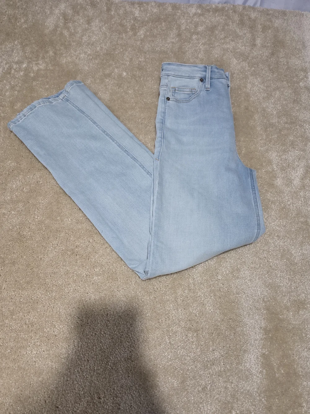 Good American Good True Straight Jeans Womens 4 High Rise Light Wash Stretch